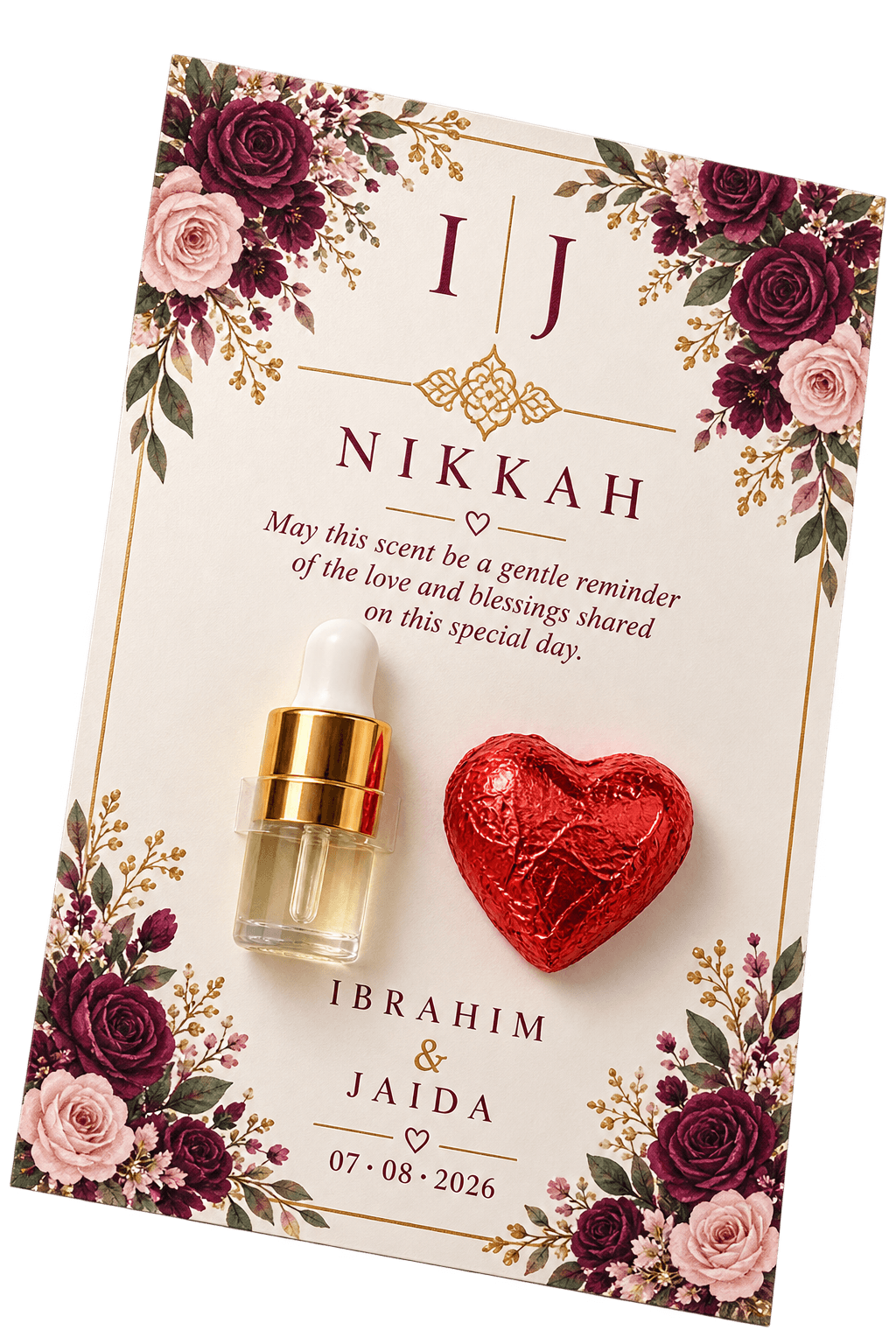 Personalised Nikkah favour card